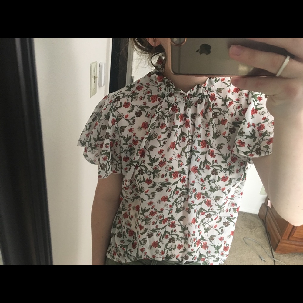 Flowy floral high neck blouse